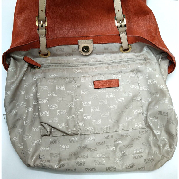 Michael Kors Jet Set Salmon Orange Pebbled Leather Double Handle Tote Bag - Picture 10 of 16